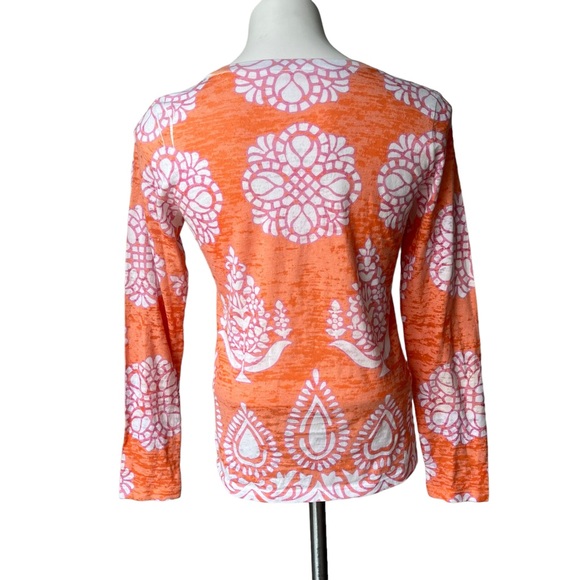 Before & Again V-Neck Burnout Long Sleeve Top, Sz S - Picture 2 of 9